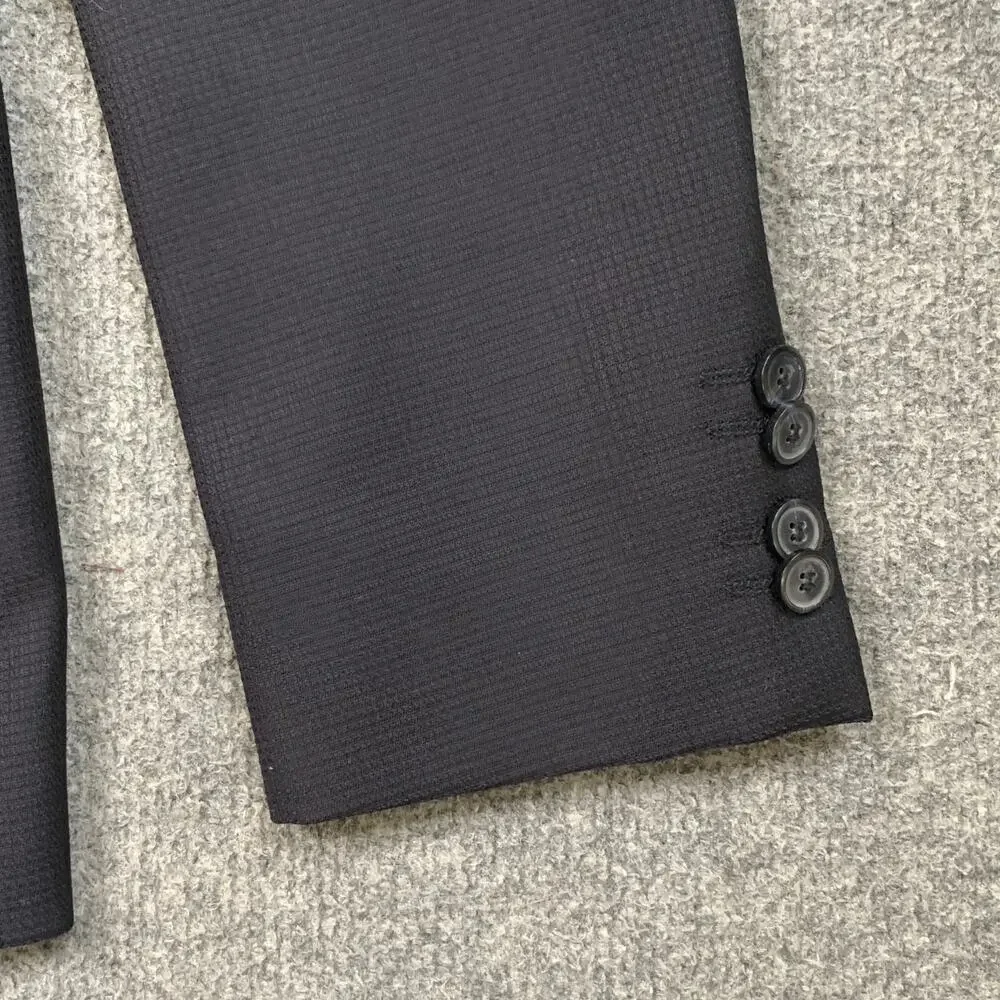 Hugo‎ Boss Blazer Mens 38R Navy Black Virgin Wool Notch 2 Button Single Breasted